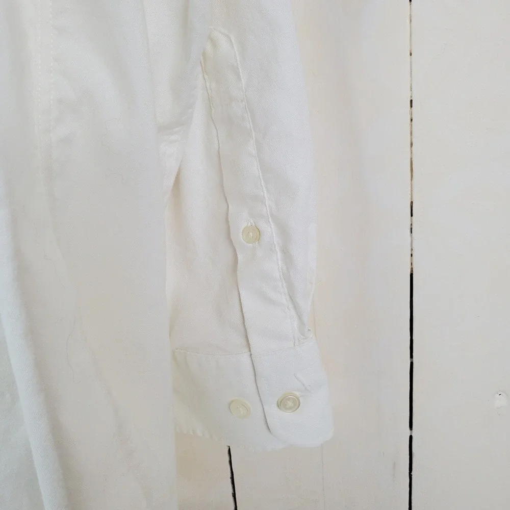 Banana Republic Mens Wrinkle Resistant Shirt Winter White Cream Large L Long Slv